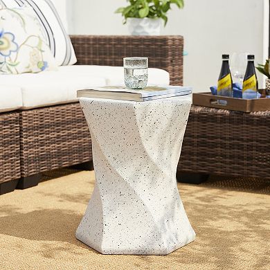 Glitzhome 17.75"H Multi-functional MGO Twist-Style Faux Terrazzo Garden Stool