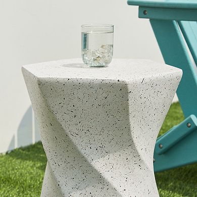 Glitzhome 17.75"H Multi-functional MGO Twist-Style Faux Terrazzo Garden Stool