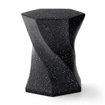 Glitzhome 17.75"H Multi-functional MGO Twist-Style Faux Terrazzo Garden Stool