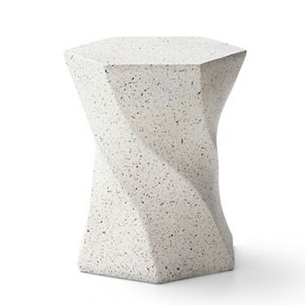 Glitzhome 17.75"H Multi-functional MGO Twist-Style Faux Terrazzo Garden Stool