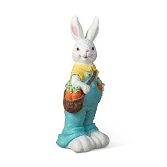 Glitzhome 17.25"H Easter Table Decor, Resin Bunny Boy Spring Table Decor with Carrot
