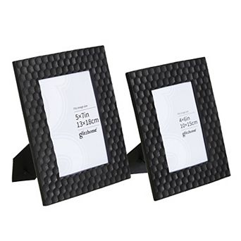 Glitzhome Set of 2 Black Honeycomb Resin Tabletop Picture Frames