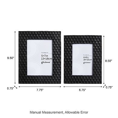 Glitzhome Set of 2 Black Honeycomb Resin Tabletop Picture Frames