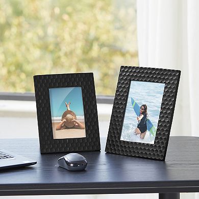 Glitzhome Set of 2 Black Honeycomb Resin Tabletop Picture Frames