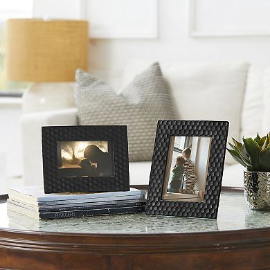 Glitzhome Set of 2 Black Honeycomb Resin Tabletop Picture Frames