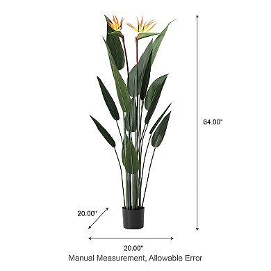 Glitzhome 5.25ft. Faux Bird of Paradise Simulates Plants in Pot