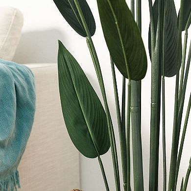 Glitzhome 5.25ft. Faux Bird of Paradise Simulates Plants in Pot
