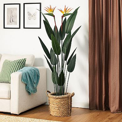 Glitzhome 5.25ft. Faux Bird of Paradise Simulates Plants in Pot