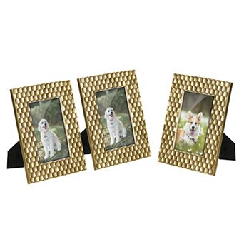 Glitzhome Set of 3 Gold Honeycomb Resin Tabletop Picture Frames
