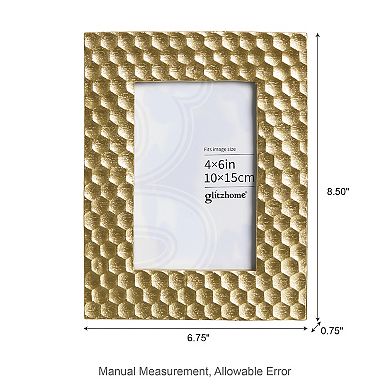 Glitzhome Set of 3 Gold Honeycomb Resin Tabletop Picture Frames