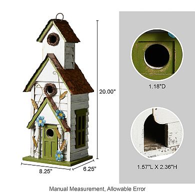 Glitzhome 20"H Solid Wood 3-Story Villa Decorative Outdoor Garden Birdhouse