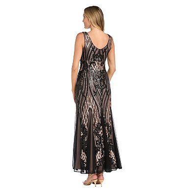 Women's R&M Richards V-Neck Embroidered Sequin Dress