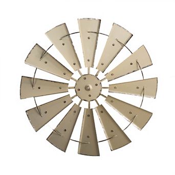 Glitzhome 28.50''D Vintage Beige Metal Wind Spinner Wall Décor