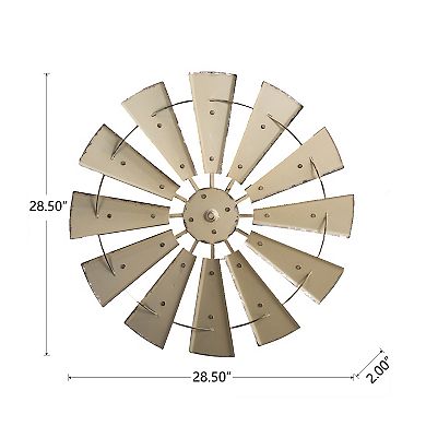 Glitzhome 28.50''D Vintage Beige Metal Wind Spinner Wall Décor