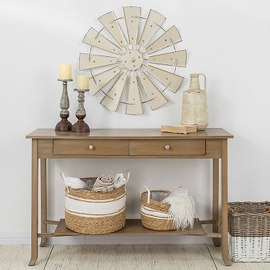 Glitzhome 28.50''D Vintage Beige Metal Wind Spinner Wall Décor