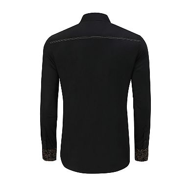 Men's Western Embroidered Long Sleeve Cowboy Button Down Shirt