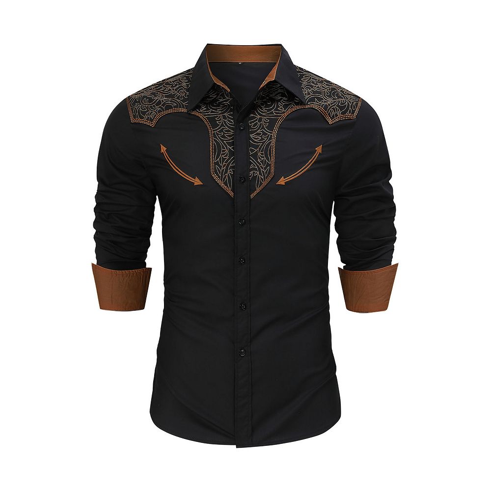 embroidered long sleeve dress shirts Desert Mirage Men's Embroidered Pearl Snap Shirt  Leyoma