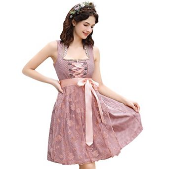 Womens Oktoberfest Dress for Bavarian 2 pc Halloween Costumes Lace German Carnival Outfits