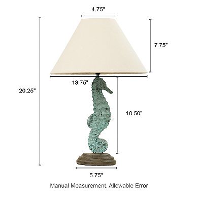 Glitzhome 20.28''H Polyresin Seahorse Table Lamp