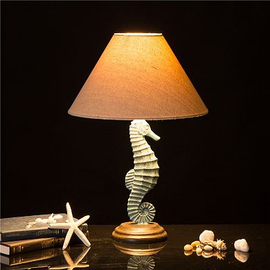 Glitzhome 20.28''H Polyresin Seahorse Table Lamp