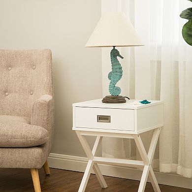 Glitzhome 20.28''H Polyresin Seahorse Table Lamp