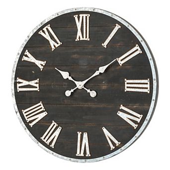 Glitzhome 27.56"D Oversized Farmhouse Wooden & Galvanized Wall Clock