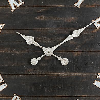 Glitzhome 27.56"D Oversized Farmhouse Wooden & Galvanized Wall Clock