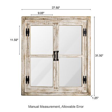 Glitzhome 31.5"H Oversized Farmhouse Wood Window Frame Wall Mirror