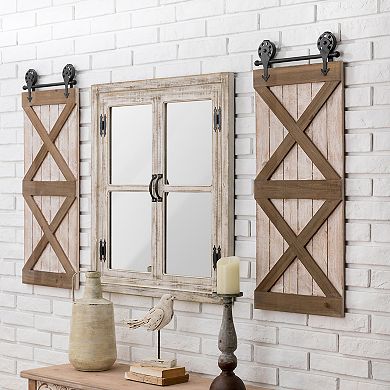 Glitzhome 31.5"H Oversized Farmhouse Wood Window Frame Wall Mirror