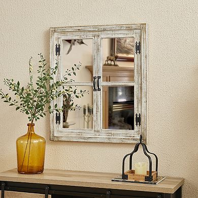Glitzhome 31.5"H Oversized Farmhouse Wood Window Frame Wall Mirror