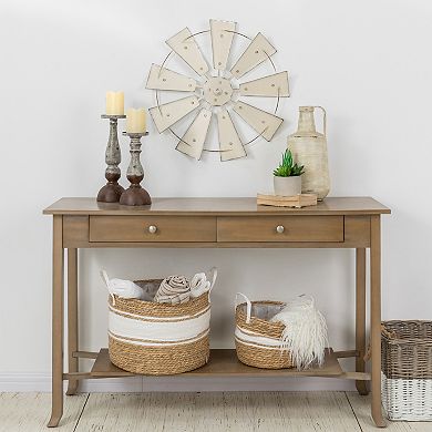 Glitzhome 22.05''D Vintage Beige Metal Wind Spinner Wall Décor