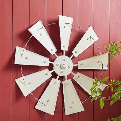 Glitzhome 22.05''D Vintage Beige Metal Wind Spinner Wall Décor