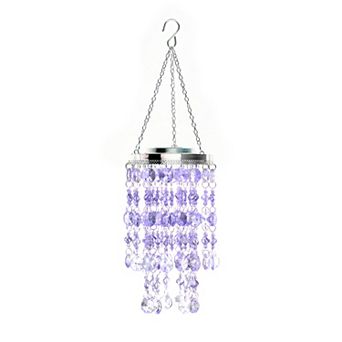 Glitzhome 18.75"H Solar Lighted Transparent Acrylic Jewel Beaded Wind Chime