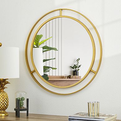 Glitzhome 24.00"D Deluxe Round Gold Mirror