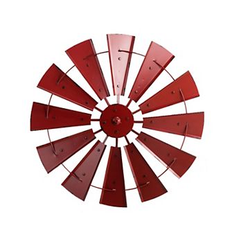 Glitzhome 28.50''D Vintage Red Metal Wind Spinner Wall Décor