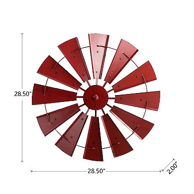 Glitzhome 28.50''D Vintage Red Metal Wind Spinner Wall Décor