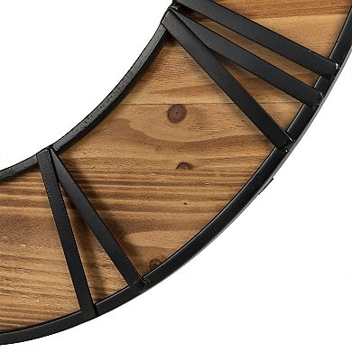 Glitzhome 30.00"D Oversized Farmhouse Wooden & Metal Wall Clock