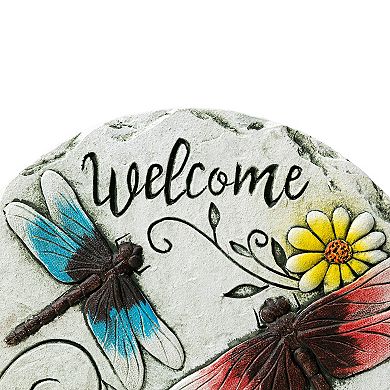 Glitzhome Set of 2 Stepping Stones with Butterflies and Dragonflies Pattern
