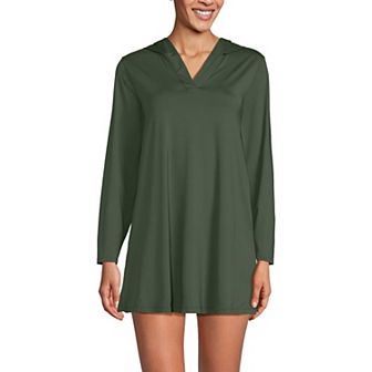 Petite Lands' End Hooded Mini UPF 50 Swim Cover-Up Dress