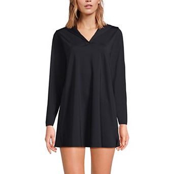 Women's Lands' End Hooded Mini Swim Cover-Up Dress UPF 50