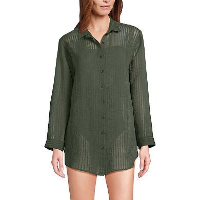 Women's Lands' End Rayon Rib Button Down Cover-Up