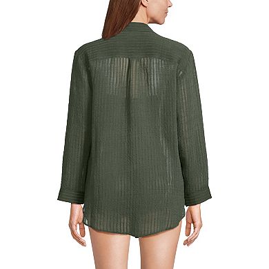 Women's Lands' End Rayon Rib Button Down Cover-Up