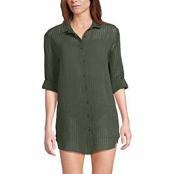 Women's Lands' End Rayon Rib Button Down Cover-Up