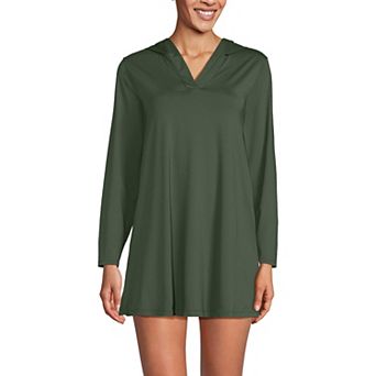 Women's Lands' End Hooded Mini Swim Cover-Up Dress