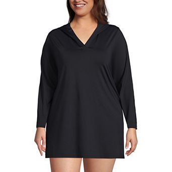 Plus Size Lands' End Hooded Mini Swim Cover-Up Dress