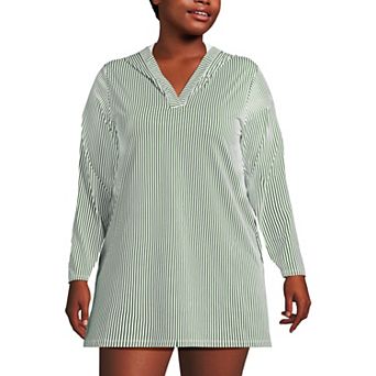 Plus Size Lands' End Hooded Mini Swim Cover-Up Dress