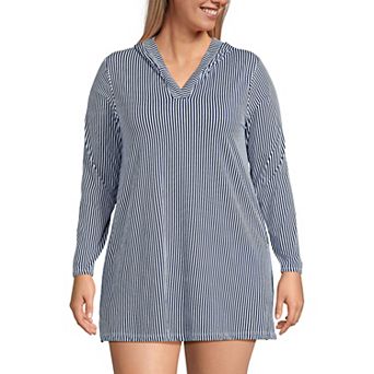Plus Size Lands' End Hooded Mini Swim Cover-Up Dress