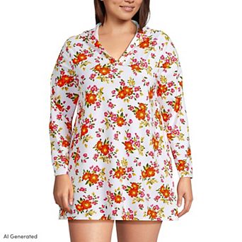 Plus Size Lands' End Hooded Mini Swim Cover-Up Dress