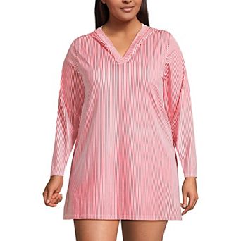 Plus Size Lands' End Hooded Mini Swim Cover-Up Dress