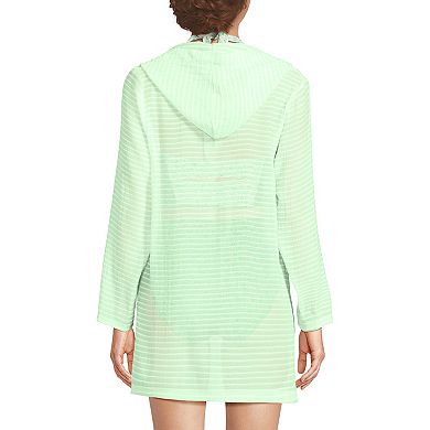 Petite Lands' End Rayon Rib Hooded Mini Cover-Up Dress